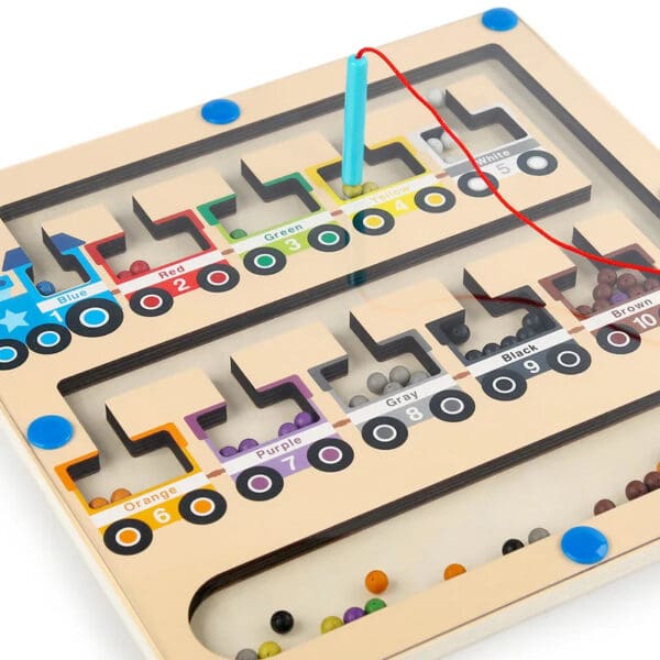 Wholesale Wooden Bead Maze Color Matching Game Educational Toy for Kids Magnetic Color and Number Recognition Dropshipping