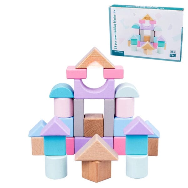 Wholesale Wooden Building Blocks Toy Beech Wood Colorful Educational Stacking Blocks for Kids Dropshipping