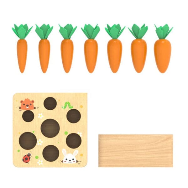 Wholesale Wooden Carrot Harvest Toy Educational Sorting Game for Kids Montessori 3D Sensory Toy for Toddlers Dropshipping