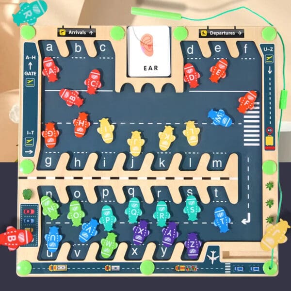Wholesale Wooden Magnetic Pairing Maze Busy Board Educational Toy for Kids Space Letter Matching Logic Thinking