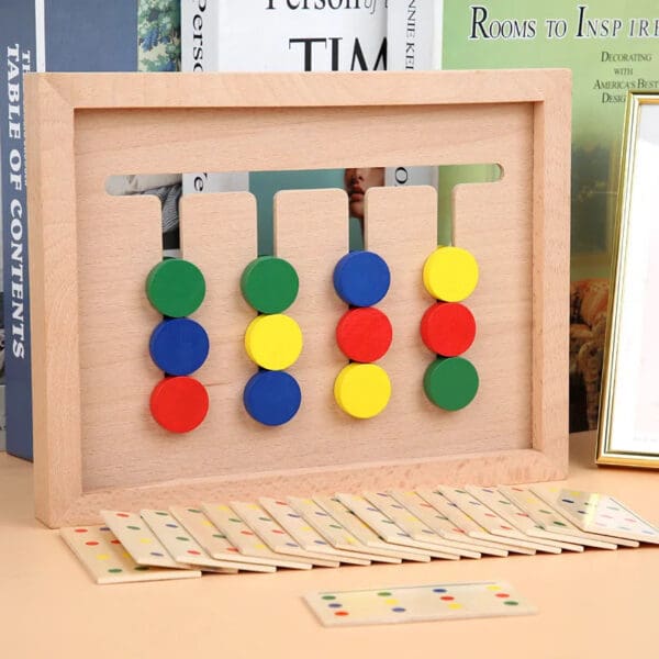 Wholesale Wooden Puzzle Slide Game Four Color Brain Development Logic Training Toy for Kids Dropshipping
