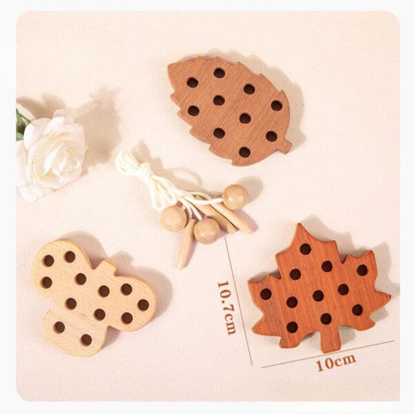 Wholesale Wooden Threading String Board Educational Lacing Toy for Kids Montessori Activity Dropshipping