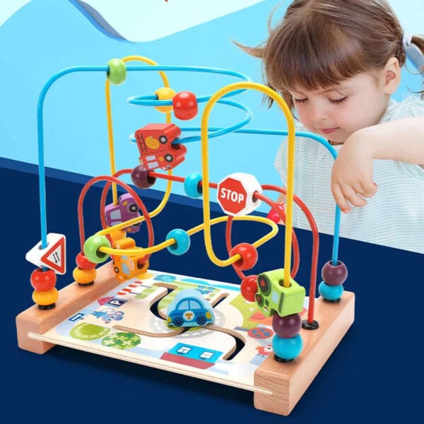 Wholesale Wooden Bead Maze Educational Toy for Toddlers Traffic Ocean-Themed Bead Roller Coaster Dropshipping