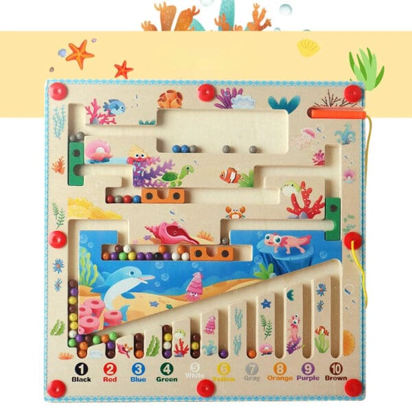 Wholesale Wooden Magnetic Bead Maze Toys Color Matching Game Educational Toy for Kids Hand-Eye Coordination Dropshipping