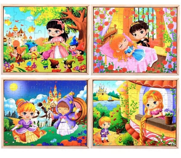 Wholesale Wooden Jigsaw Puzzles 40/60/80/100 Pieces 4-in-1 Boxed Educational Toy for Kids Dropshipping