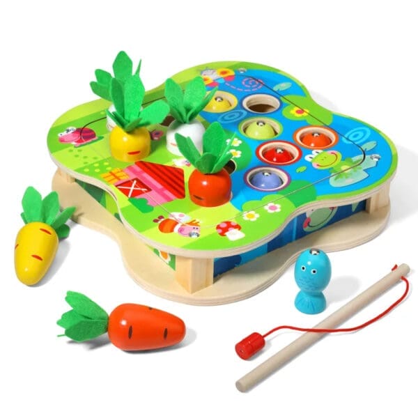 Wholesale Wooden Fishing Carrot Harvest Toy Educational Early Learning Toy for Kids Fine Motor Skills Development Dropshipping