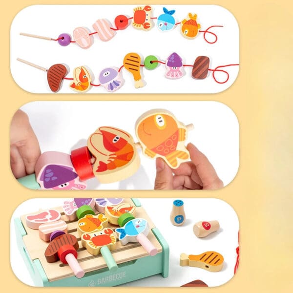 Wholesale Wooden Pretend Play Toys Multifunctional BBQ Grill Set for Kids Interactive Cooking Game Simulation Kitchen Toys