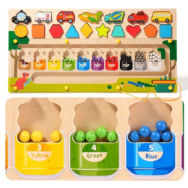 Wholesale Wooden Magnetic Color and Number Maze 3-in-1 Shape Sorting Educational Toy for Kids Dropshipping