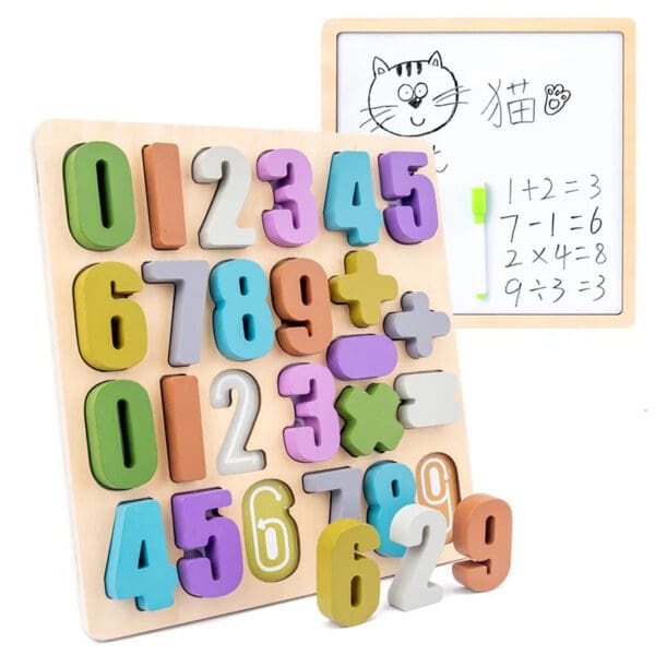 Wholesale Wooden Jigsaw Puzzle Magnetic Puzzle for Kids Creative Number and Shape Matching Game Early Educational Learning Toy