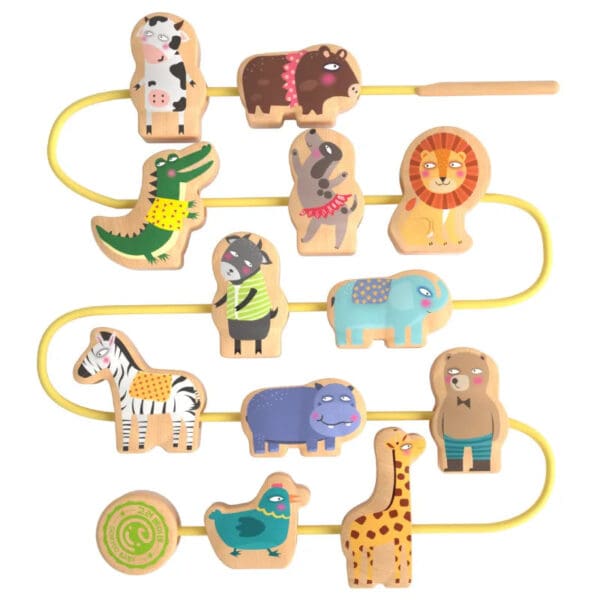 Wholesale Wooden Threading Toys Educational Sensory Toy for Kids Colorful Beads Stringing Block Game with Traffic and Animal