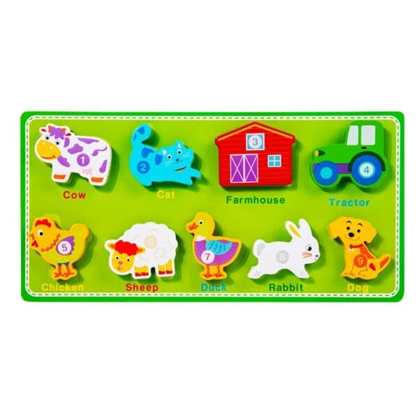 Wholesale Wooden Blocks Puzzle with Magic Sticker Educational Toy for Kids Number Animal Traffic Matching Board Montessori Fun
