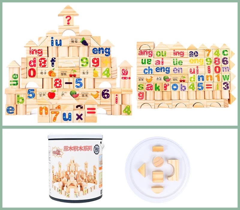 Wholesale Wooden Building Block Toy 110pcs Big Size Alphabet Shape Fruit Animal Blocks Educational Toy for Kids Dropshipping - Image 8