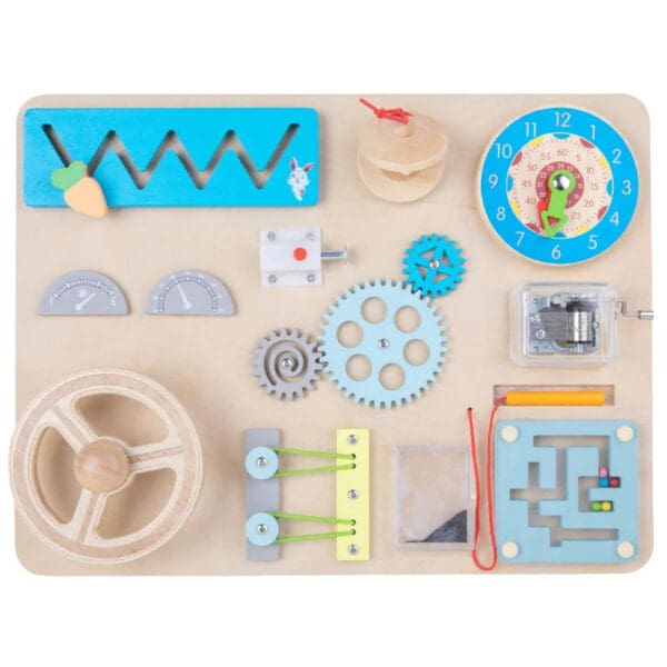 Wholesale Wooden Busy Board Montessori Sensory Activity Toy for Kids Car Steering Wheel and Locking Features Dropshipping