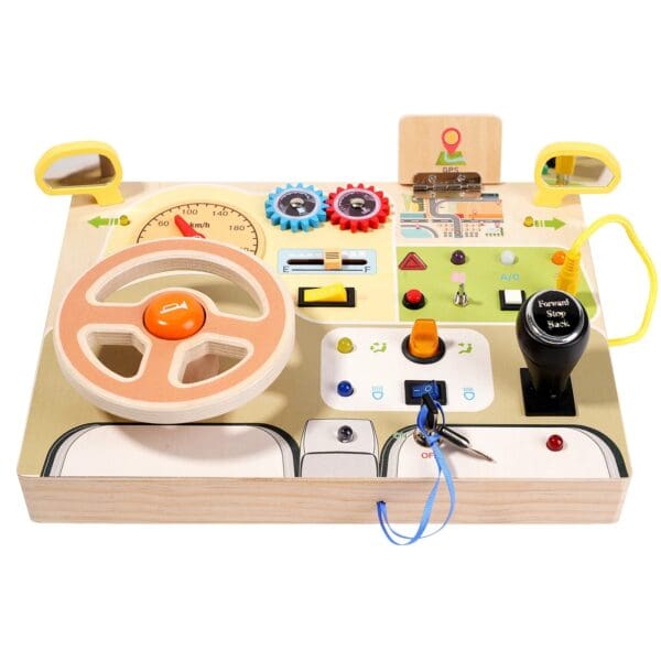 Wholesale Wooden Busy Board for Toddlers Montessori Steering Wheel Toy with LED Lights Educational Sensory Learning Fun