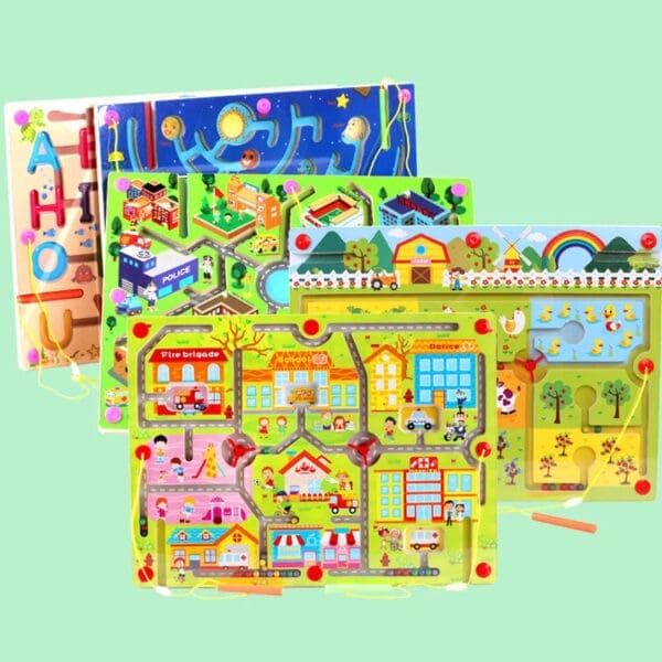 Wholesale Wooden Beads Maze Magnetic Beads Labyrinth Toy Educational Game for Kids Montessori Learning Dropshipping