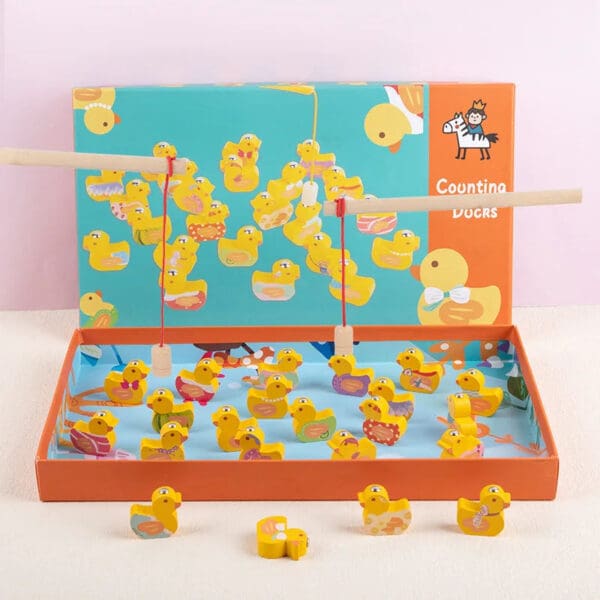 Wholesale Wooden Magnetic Counting Ducks Game Educational Math Toy for Kids Arithmetic Recognition Counting Pairing Fishing Game