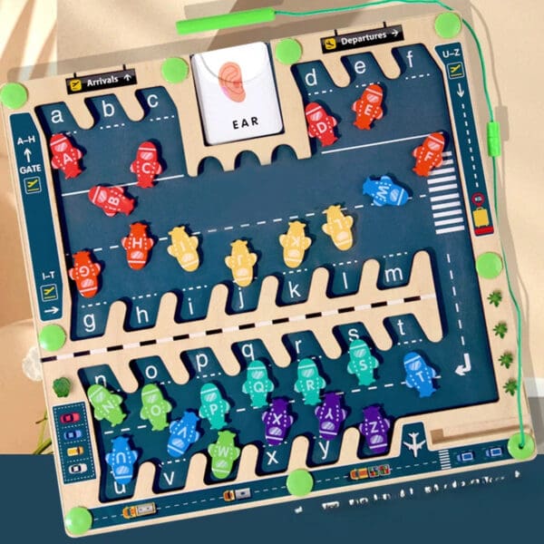 Wholesale Wooden Magnetic Pairing Maze Busy Board Educational Toy for Kids Space Letter Matching Logic Thinking