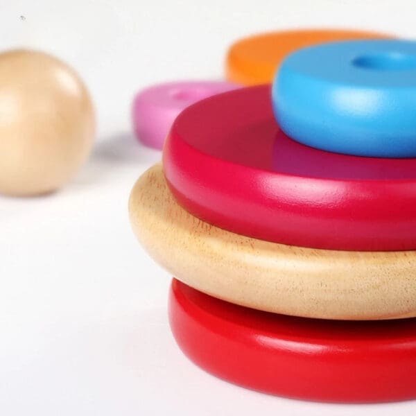 Wholesale Wooden Stacking Game Rainbow Ring Tower Montessori Educational Toy Customized Stacking Blocks Dropshipping