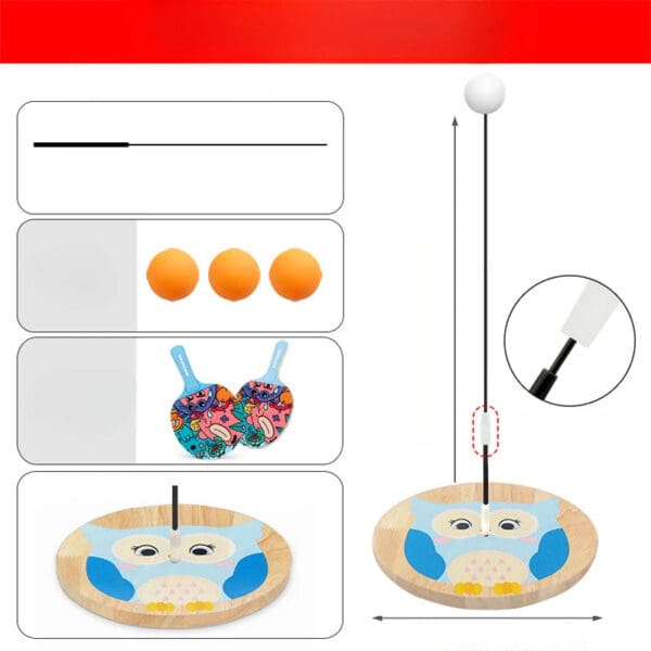 Wholesale Wooden Table Tennis Trainer Toy Indoor Ping Pong Training Set for Kids Parent-Child Sports Dropshipping