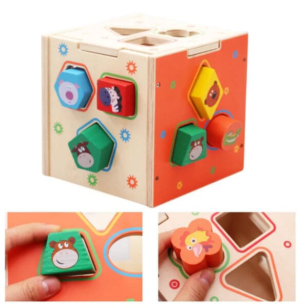 Wholesale Wooden Activity Cube Toys Geometric Shape Pairing Educational Toy for Kids Montessori Learning Dropshipping