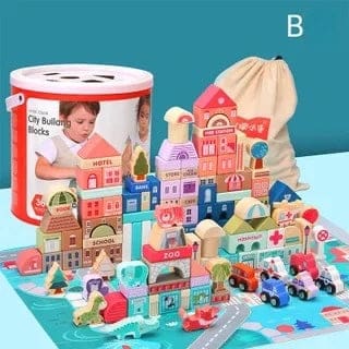 Wholesale Wooden Building Blocks Toy Macaron City Construction Blocks Educational Toy for Kids Montessori Urban Traffic Fun - Image 5