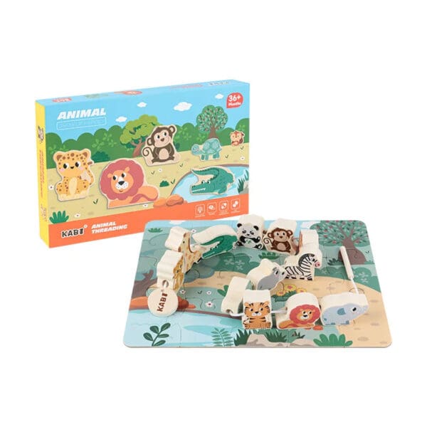 Wholesale Wooden Rope Game Educational Toy for Kids Animal Recognition and Early Childhood Learning Dropshipping