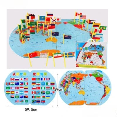 Wholesale Wooden World Map Toy 3D Educational Toy with 36 Country Flags for Kids Geographical Knowledge Dropshipping - Image 7