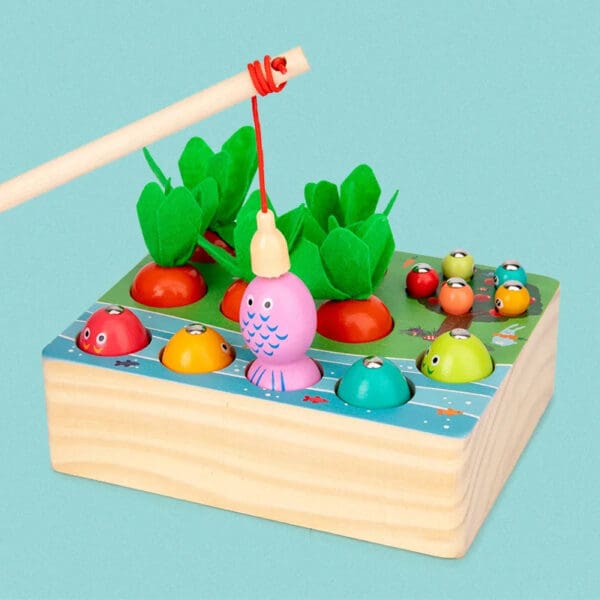 Wholesale Wooden Fish Toys 3-in-1 Carrot Pulling, Fishing, and Bug Catching Game Educational Toy for Kids Dropshipping