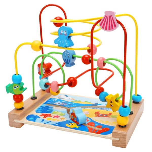 Wholesale Wooden Bead Maze Educational Toy for Toddlers Traffic Ocean-Themed Bead Roller Coaster Dropshipping