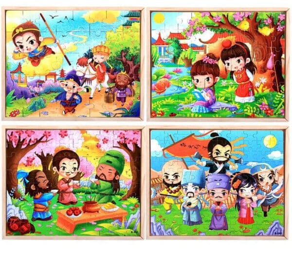 Wholesale Wooden Jigsaw Puzzles 40/60/80/100 Pieces 4-in-1 Boxed Educational Toy for Kids Dropshipping
