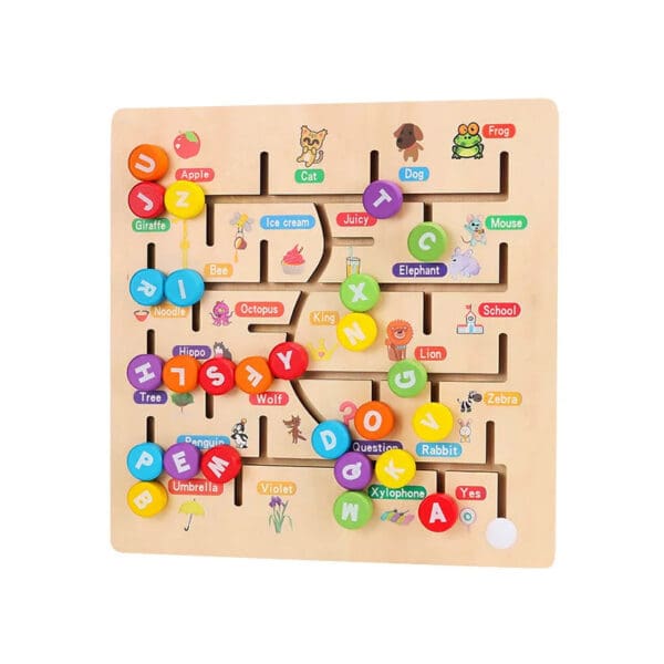 Wholesale Wooden Board Game Maze Alphabet and Number Matching Puzzle Educational Toy for Kids Dropshipping