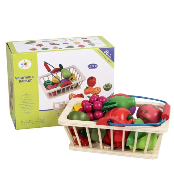 Wholesale Wooden Pretend Play Toys Magnetic Fruit and Vegetable Cutting Set for Kids Kitchen Play Food Educational Toys