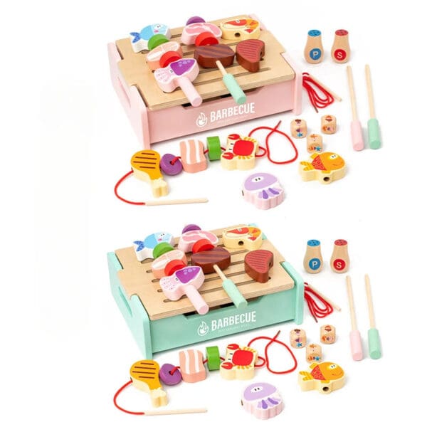 Wholesale Wooden Pretend Play Toys Multifunctional BBQ Grill Set for Kids Interactive Cooking Game Simulation Kitchen Toys