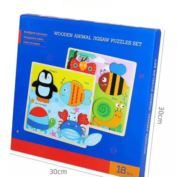 Wholesale Wooden Animal Jigsaw Puzzle Large Size Educational Toy for Kids 1-3 Years Early Childhood Learning Dropshipping