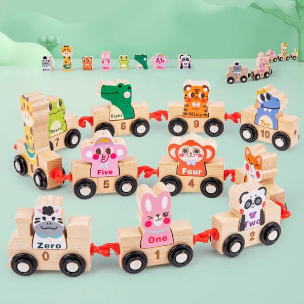 Wholesale Wooden Train Toy Magnetic Animal Train Set Montessori Educational Learning Toy for Toddlers Boys Girls Dropshipping