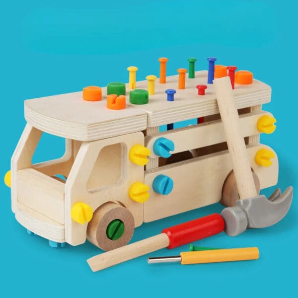 Wholesale Wooden Nuts and Bolts Toy DIY Assemble Car Educational Training Toy for Kids Action Ability Dropshipping