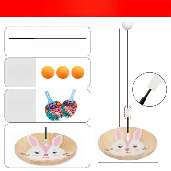 Wholesale Wooden Table Tennis Trainer Toy Indoor Ping Pong Training Set for Kids Parent-Child Sports Dropshipping