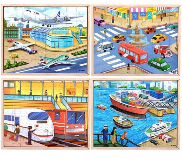 Wholesale Wooden Jigsaw Puzzles 40/60/80/100 Pieces 4-in-1 Boxed Educational Toy for Kids Dropshipping