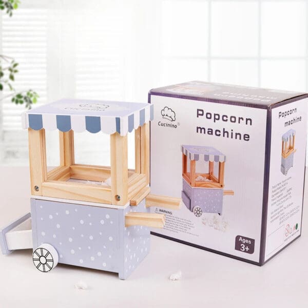 Wholesale Wooden Pretend Play Toys Popcorn Cart Candy Set Educational Kitchen Toy for Kids Early Learning Dropshipping