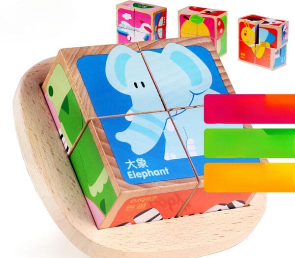 Wholesale Wooden Building Blocks 3D Puzzle Educational Toy for Kids Early Learning Gift Dropshipping