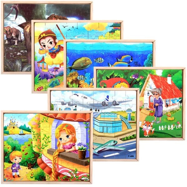 Wholesale Wooden Jigsaw Puzzles 40/60/80/100 Pieces 4-in-1 Boxed Educational Toy for Kids Dropshipping