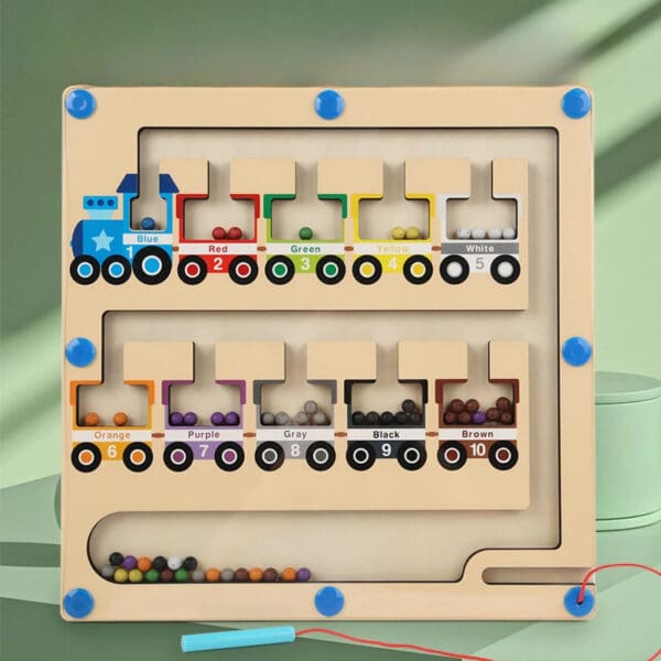 Wholesale Wooden Bead Maze Color Matching Game Educational Toy for Kids Magnetic Color and Number Recognition Dropshipping