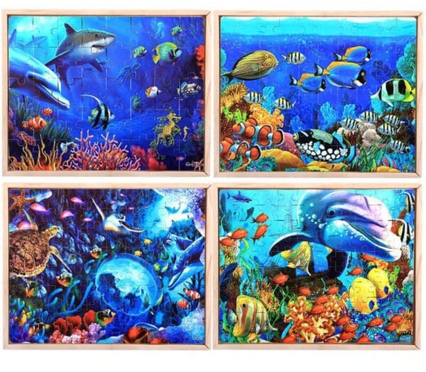 Wholesale Wooden Jigsaw Puzzles 40/60/80/100 Pieces 4-in-1 Boxed Educational Toy for Kids Dropshipping