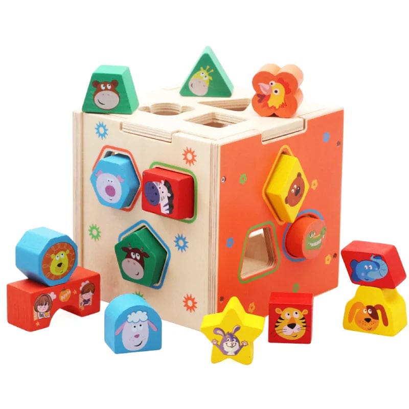 Wholesale Wooden Activity Cube Toys Geometric Shape Pairing Educational Toy for Kids Montessori Learning Dropshipping