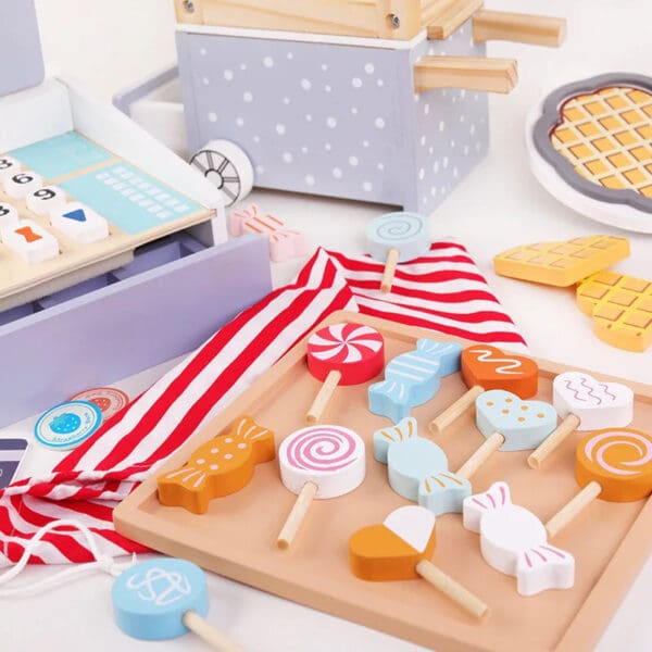 Wholesale Wooden Pretend Play Toys Popcorn Cart Candy Set Educational Kitchen Toy for Kids Early Learning Dropshipping