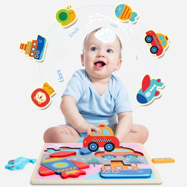 Wholesale Wooden Animal Jigsaw Puzzle Large Size Educational Toy for Kids 1-3 Years Early Childhood Learning Dropshipping