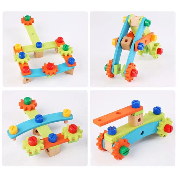 Wholesale Wooden Tool Bench Creative Assembled Building Blocks Simulation Tool Table for Kids Educational Toys Screw and Nut set