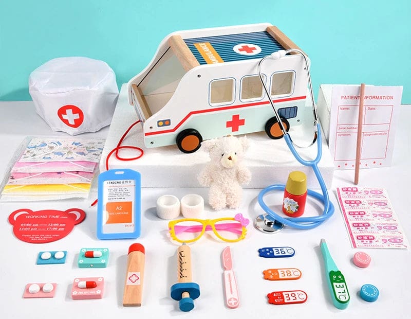 Wholesale Wooden Pretend Play Toys Doctor Set Role Play Ambulance Series Educational Medical Toy for Kids Dentist Gift Fun - Image 8