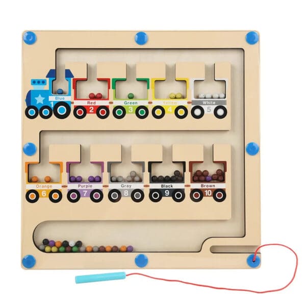 Wholesale Wooden Bead Maze Color Matching Game Educational Toy for Kids Magnetic Color and Number Recognition Dropshipping