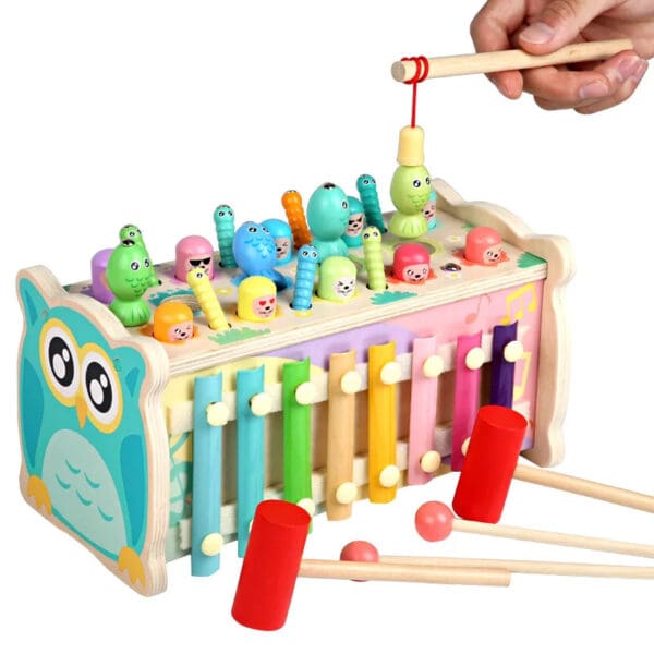 Wholesale Wooden Elephant Whack a Mole Game Educational Toy for Kids Hammer and Xylophone Dropshipping